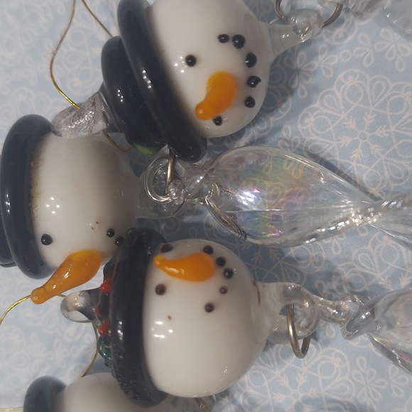 ☃️Vntg Blown Glass Snowman Ornaments- Set of 5! - Picture 3 of 6